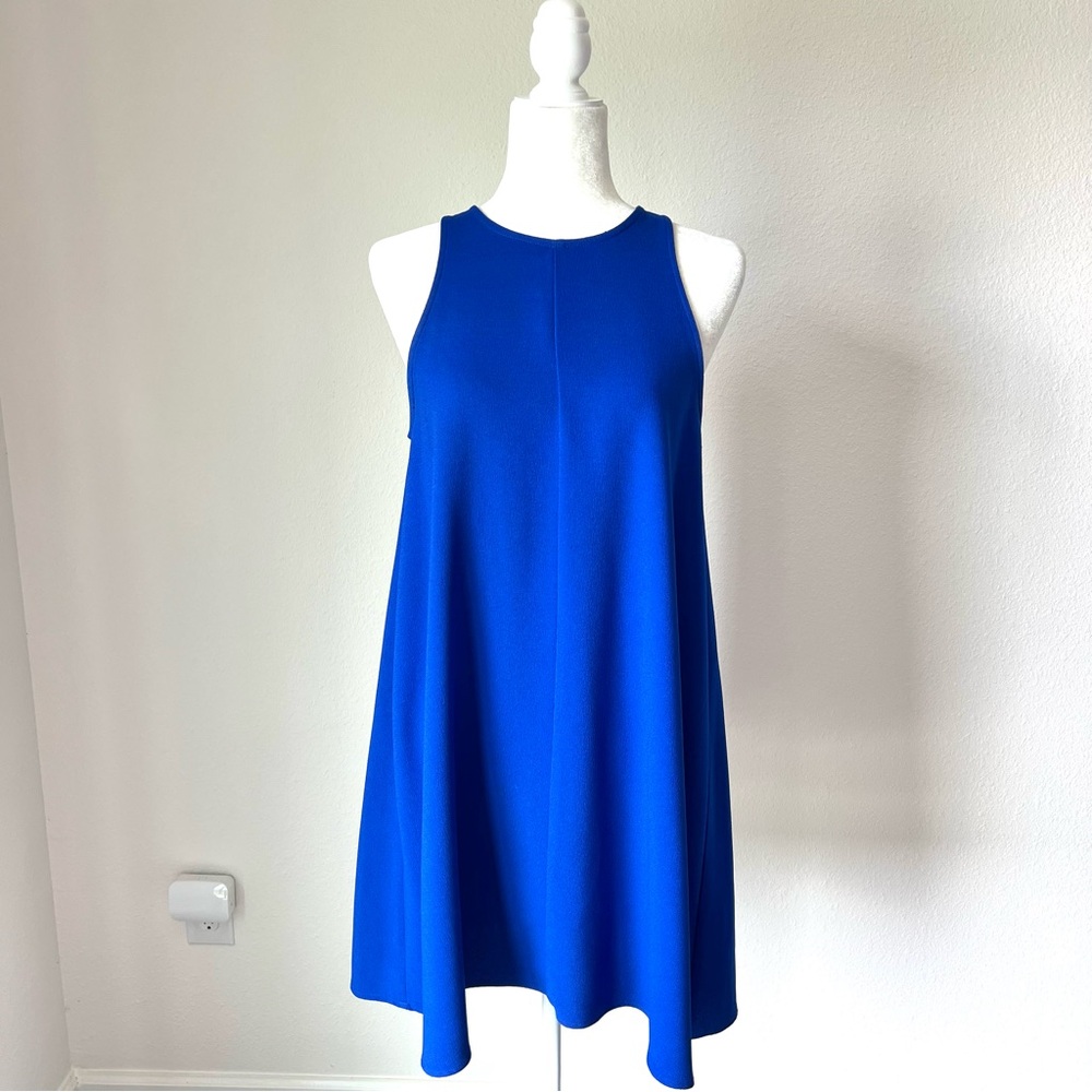 Charles Henry Blue Crepe Sleeveless Dress